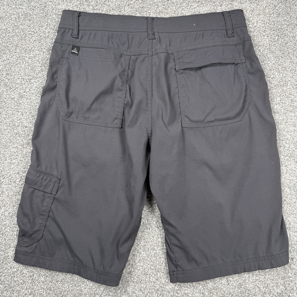 prAna Stretch Zion Belted Cargo Shorts Gray Mens 32x12 Hiking Outdoor Trail - Picture 2 of 12